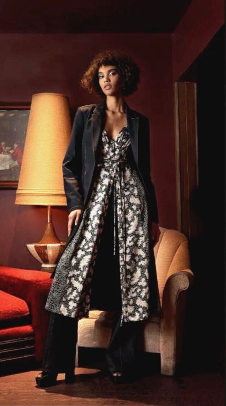 Cinq a Sept Jessica Paneled Print Long Sleeve Midi Dress Size 2